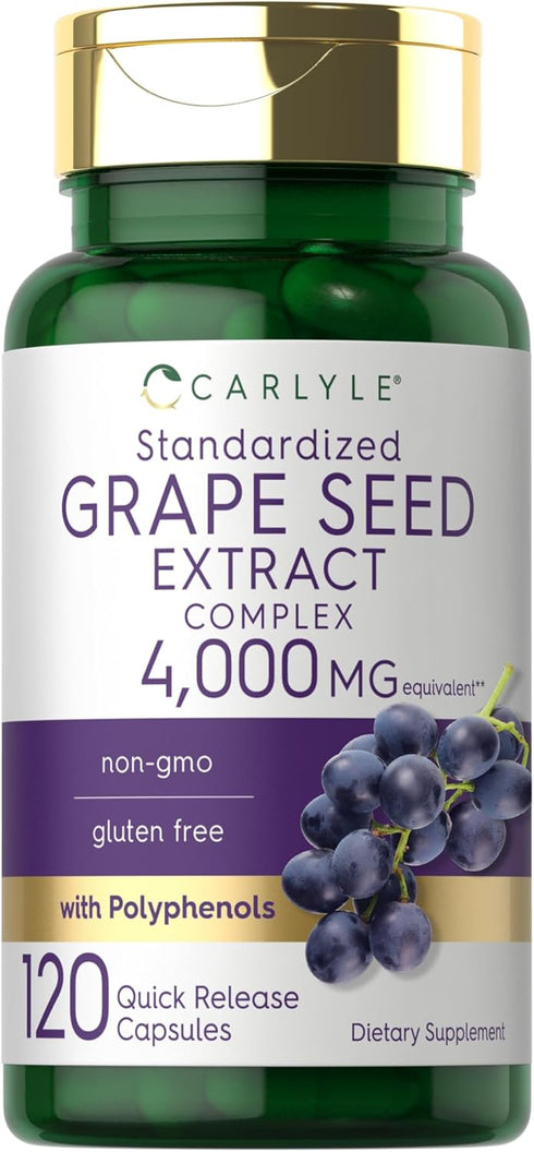 Carlyle Grape Seed Extract 4,000mg | 120 Quick Release Capsules | Non-GMO, Gluten Free Supplement