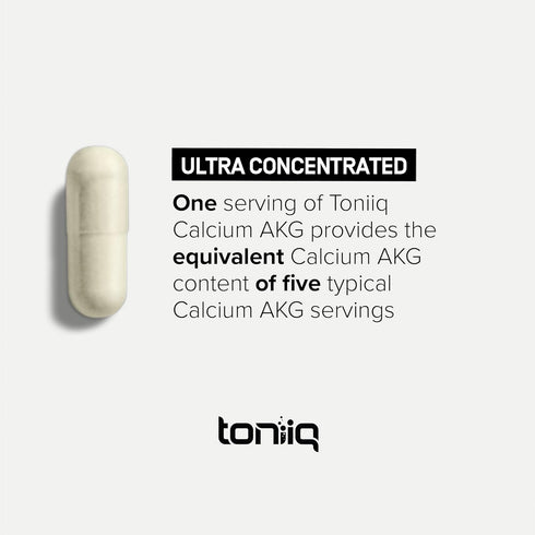 Toniiq 1800mg Ultra High Purity Ca AKG Supplement - 99%+ Bioavailable Calcium Alpha-Ketoglutarate, 120 Capsules