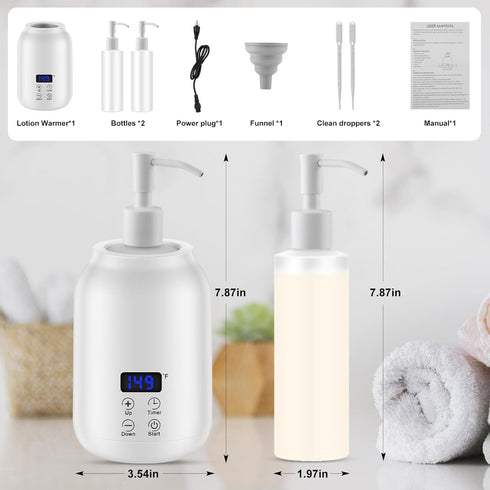 SUQAEEI Massage Oil Heater Warmer,with / Switchable Display, Two Oil Dispenser BottleConstant Temperature, Salon