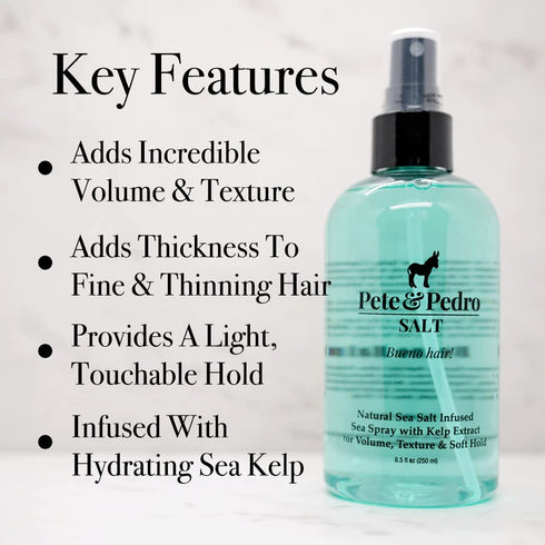 Pete & Pedro Natural Sea Salt Spray for Hair - Adds Volume, Texture, Thickness & Light Hold