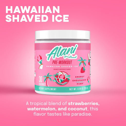 Alani Nu Pre Workout Powder Hawaiian Shaved Ice, Sugar Free Energy Boost Supplement with 200mg Caffeine
