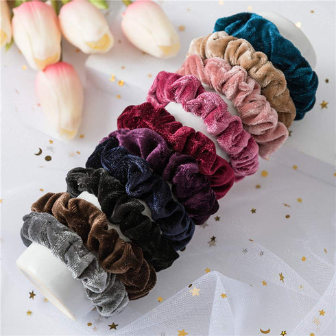 KINGMAS 10 Pcs Velvet Hair Ties Scrunchies, Elastic Flannelette Hair Bands for Women
