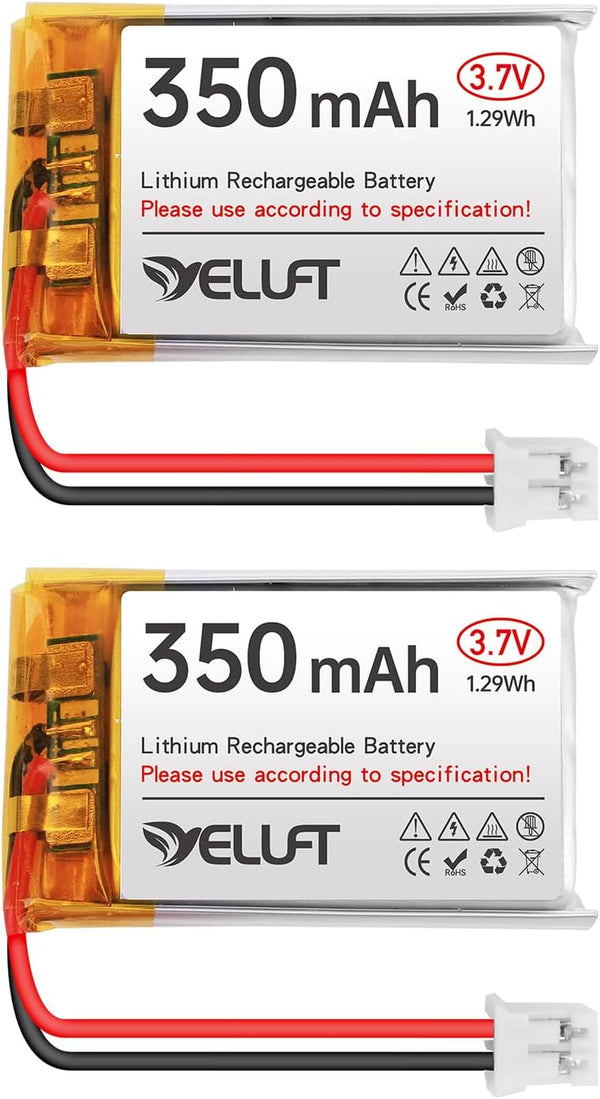 YELUFT 2pcs 3.7V 350mAh Lithium Polymer Battery 1S 1C 702030 Rechargeable Batteries with