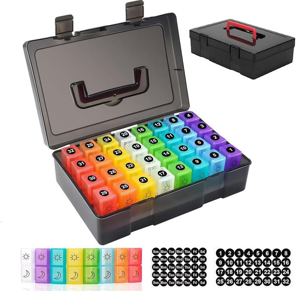 HUIMSWARM Monthly Pill Organizer 2 Times a Day, 30 Day Pill Organizer with