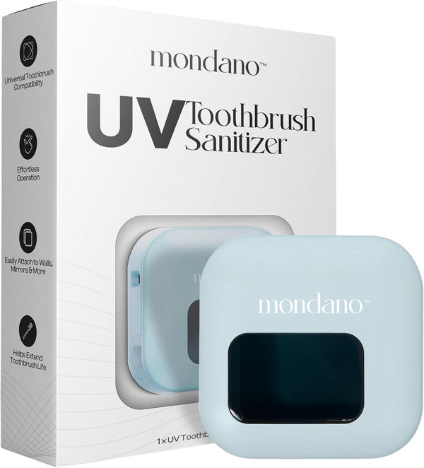 Mondano UV-C Toothbrush Sanitizer and Holder, Rechargeable Travel Case for Manual/Electric Toothbrush Heads