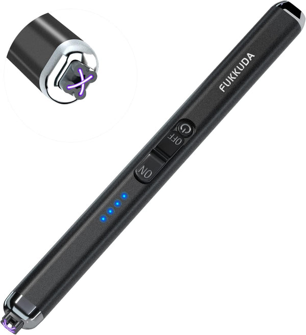 Upgraded Dual Arc Electric Candle Lighter, Rechargeable USB Plasma Arc Lighter for Candle, Obsidian Black