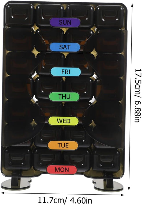 Portable Travel Medicine Case Weekly Dispenser Pill Organizer Wear-Resistant Storage Container for Daily Vitamin