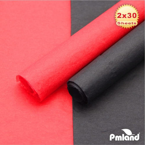 PMLAND Gift Wrapping Tissue Paper - Black and Red, 20 Inches x 26 Inches, 60 Sheets