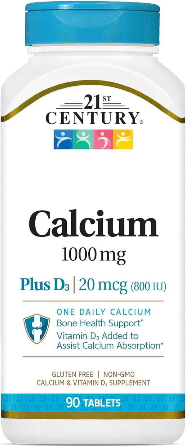 21st Century Calcium Plus D Tablets, 1000 mg, 90 Count