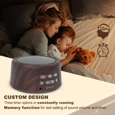 White Noise Machine - Sleep Sound Machine with Soothing Sounds, Timer & Memory Function for Relaxation (Brown Wood