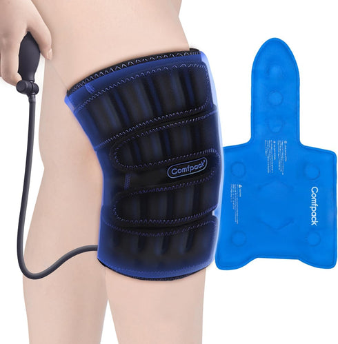 Knee Ice Pack Wrap with Cold Compression for Pain Relief, Reusable Gel Hot Cold Therapy for Knee Injuries & Surgery