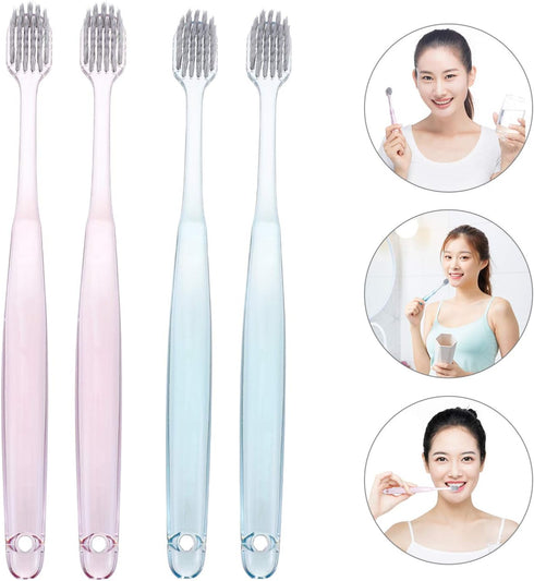Firm Bristles Toothbrush, 6pcs Crystal Handle Oral Health Care Adult Toothbrush