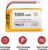 YELUFT 4pcs 3.7V 1800mAh 1S 103450 JST2.0 Lithium Polymer Battery Rechargeable Batteries with Protective Board and Plug