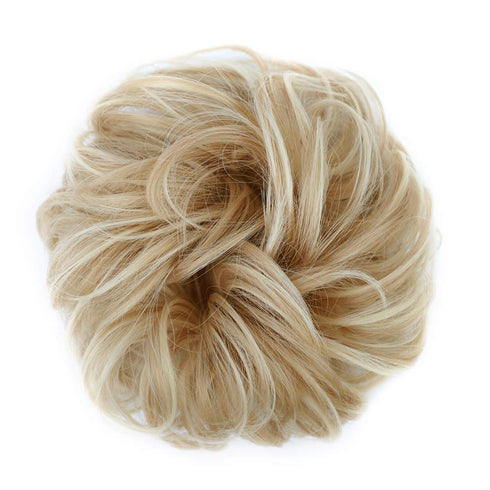 MORICA 2PCS Messy Bun HairPiece Scrunchies, Synthetic Curly Wavy Ponytail Extensions for Thin Hair Women