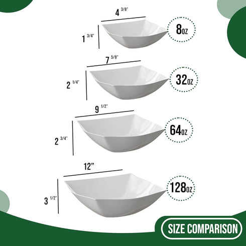 Exquisite Disposable Bowls, Plastic Serving Bowls Pack of 12, 8 Oz Square Salad Bowls for Parties