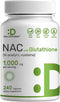 NAC Supplement (N-Acetyl Cysteine) 1,000mg Per Serving with Reduced Glutathione, 240 Capsules