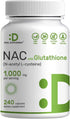 NAC Supplement (N-Acetyl Cysteine) 1,000mg Per Serving with Reduced Glutathione, 240 Capsules