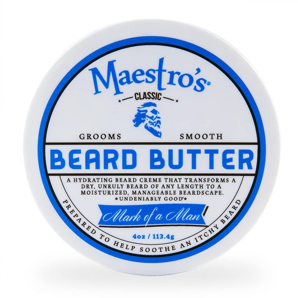 Maestro's Classic BEARD BUTTER | 4 Ounce Mark of a Man Blend, Hydrating, Anti-Itch, Extra Soothing for All Beard Types