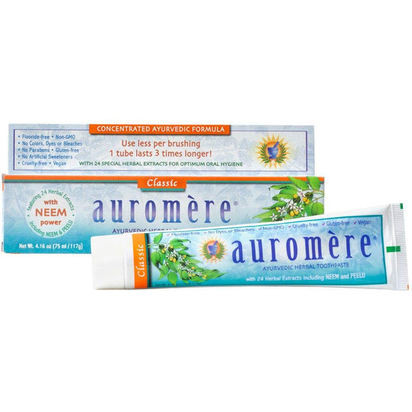 Auromere Ayurvedic Herbal Toothpaste, Classic Licorice Flavor, Vegan, 4.16 oz, 1 Pack