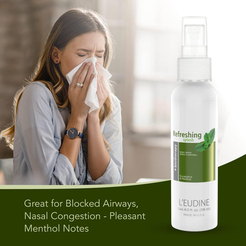 L'EUDINE Refreshing Splash with Eucalyptus Oil, Body & Room Spray, Mint and Aloe Infused (4.0 fl oz)
