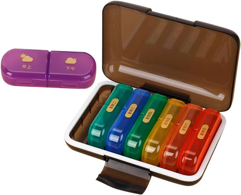 Weekly Pill Organizer Small Medicine Case with Multi-Grid Compartments, Portable Travel Pill