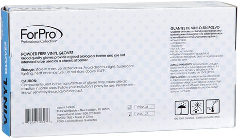 ForPro Disposable Vinyl Gloves, Clear, Medium, 100-Count, Industrial Grade, Powder-Free, Latex-Free, Food Safe, 2.75