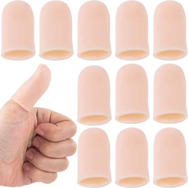 PAGOW Gel Finger Cots, 10pcs Silicone Finger Protector Support, Thumb Protector for Finger Cracking, Arthritis Pain