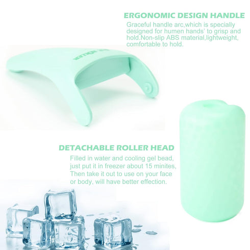 Ice Roller for Face and Body Massage, Skin Care Tool for Reducing Wrinkles and Puffiness, Cold Therapy (Green)