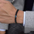 Triple Protection Bracelet for Luck and Prosperity, Hematite Black Obsidian Tiger Eye Stone, Adjustable Elastic for Men