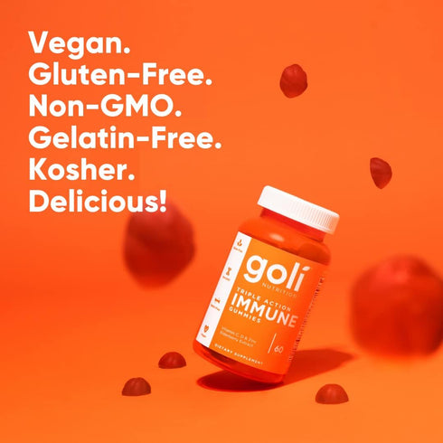 Goli Immune Vitamin Gummy, 60 Count, Elderberry, Vitamin C, D & Zinc, Vegan, Non-GMO, Gluten-Free & Gelatin-Free