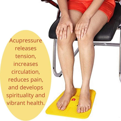 Acupressure Power Mat with Magnets & Pyramids for Pain Relief - Useful for Heel, Knee, Leg Pain, Sciatica, Cramps,