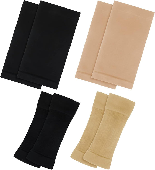 4 Pairs Slimming Arm Shaper and Thigh Slimmers Set - Elastic Compression Arm Shapers and Thigh Wraps for Women
