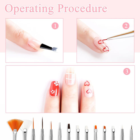15pcs Nail Paint Brushes Set, Nail Art Brushes for Gel Polish with Rhinestone Picker, Detailing Brush Makeup Set