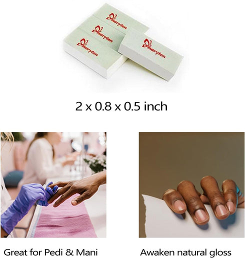 Maryton Mini Nail Buffer Blocks, Disposable Buffers Kit - Green Side for Buffing, White Side for Shining, 36 Count