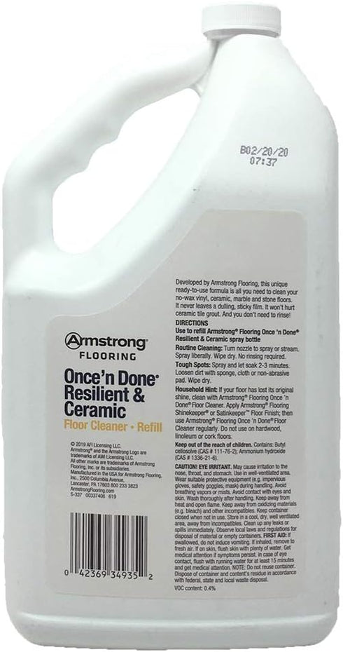 S-337 64 oz Armstrong Once'n Done Resilient & Ceramic Cleaner Refill Ready to Use