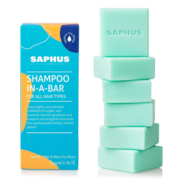 6Pcs Shampoo Bars (8.46oz) - Natural Ingredients Solid Shampoo, Conditioner, Sulfate Free, Plastic Free, Travel Friendly
