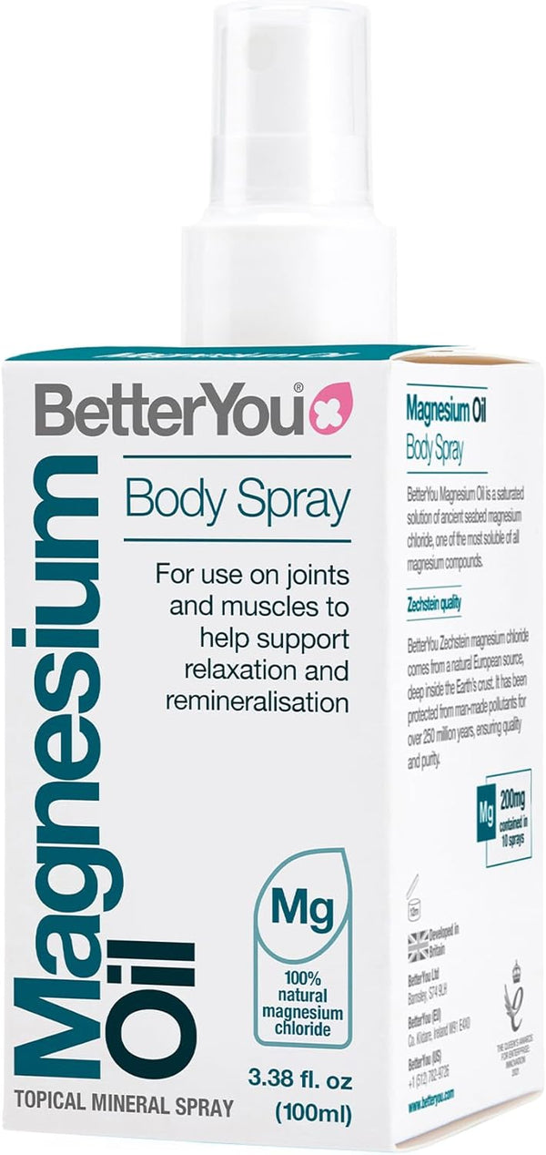 BetterYou Magnesium Oil Body Spray - 3.38 oz - Supports Muscle Recovery and Skin Calcium Absorption