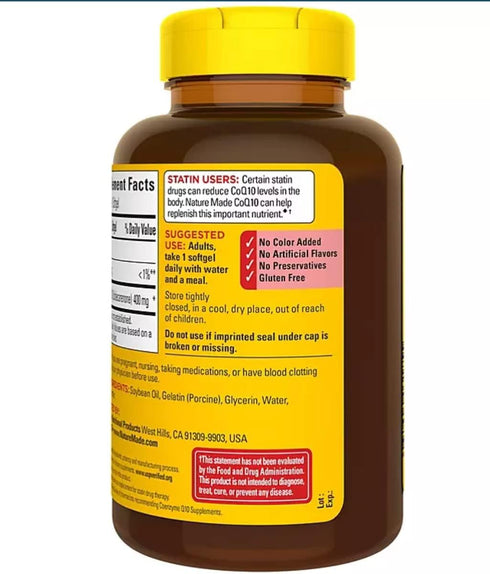 Nature Made CoQ10 (Coenzyme Q 10) 400 mg Softgels, 1 Pack
