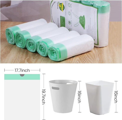 Compostable Trash Bags, 4 Gallon Drawstring, 100 Count, Toughness Unscented Small Garbage Bags for Home Office