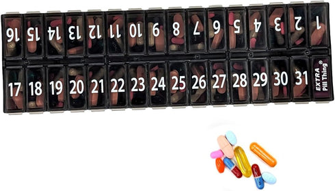Once-a Day Monthly Pill Organizer Removable Lid for Easy Loading - Large