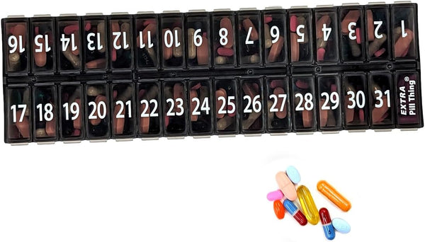 Once-a Day Monthly Pill Organizer Removable Lid for Easy Loading - Large
