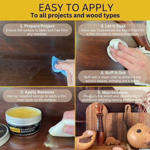 Beeswax Woodcut Premium 7oz, Food Safe Wood Cream for Cutting Boards, Furniture, and Baby Toys