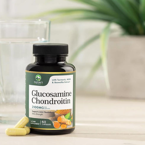 Glucosamine Chondroitin Supplements 60 Capsules, MSM Complex for Joint Support with Turmeric & Boswellia