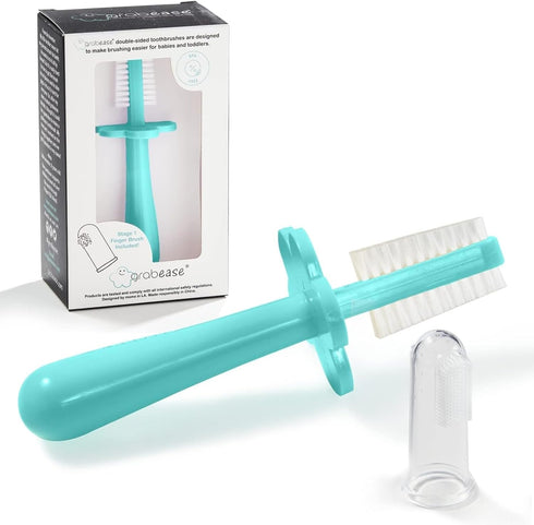 grabease Baby Finger Toothbrush for Infants & Toddlers, BPA-Free Silicone Baby Toothbrush, 1 Pack, Teal