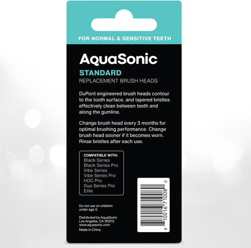 AquaSonic Standard Replacement Brush Heads, Compatible with Many AquaSonic Toothbrush Handles, 2 Pack Black