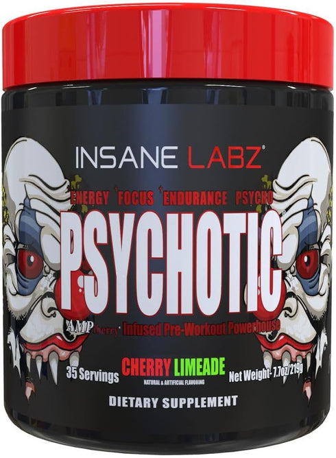Insane Labz Psychotic High Stimulant Pre Workout Powder, Extreme Energy, Focus and Endurance, 35 Servings