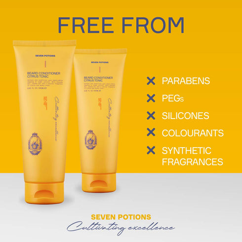 SEVEN POTIONS Beard Conditioner for Men, Natural, Vegan, Cruelty Free – Prevents Beard Itch and Dandruff (Citrus Tonic,