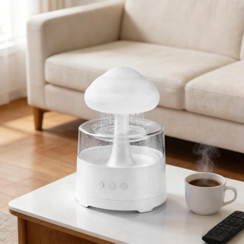 Hamwesh 7 Rain Humidifier, Adjustable LED Light Modes Essential Oil Diffuser, Raindrop Humidifier with Rechargeable