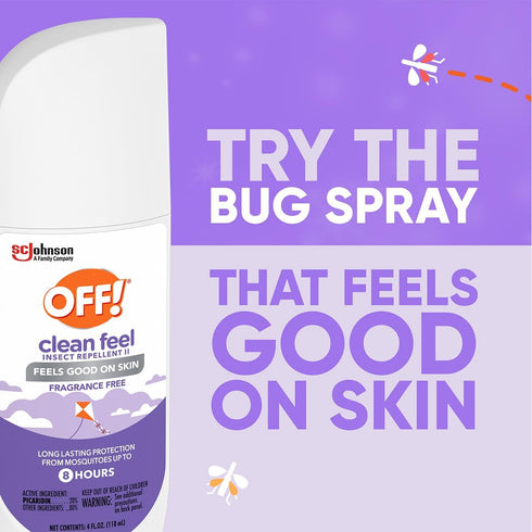 OFF! Clean Feel Insect Repellent Spritz, 20% Picaridin Bug Spray, Long Lasting Protection from Mosquitoes, 6 oz