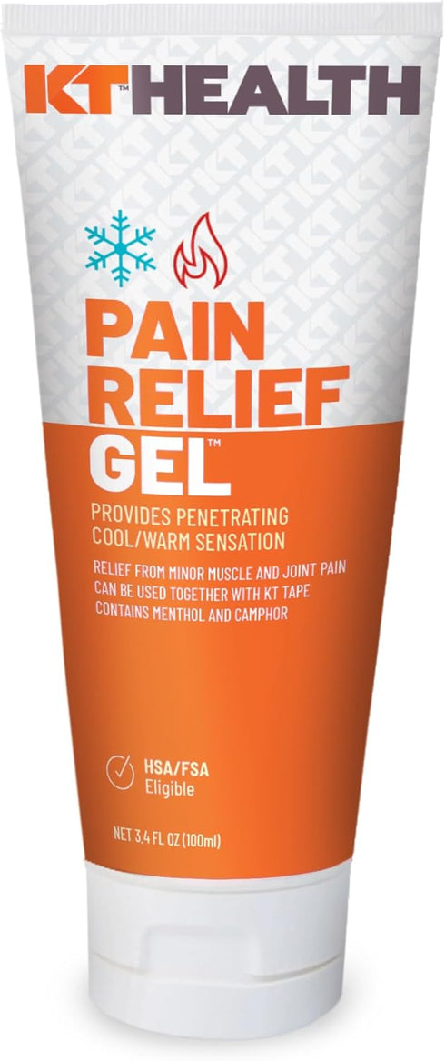 KT Health Pain Relief Gel, Time-Released Topical Relief for Back, Neck, Hands, Feet, 3.4 oz Tube